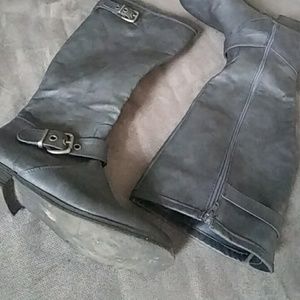 Dark Gray Knee Boots